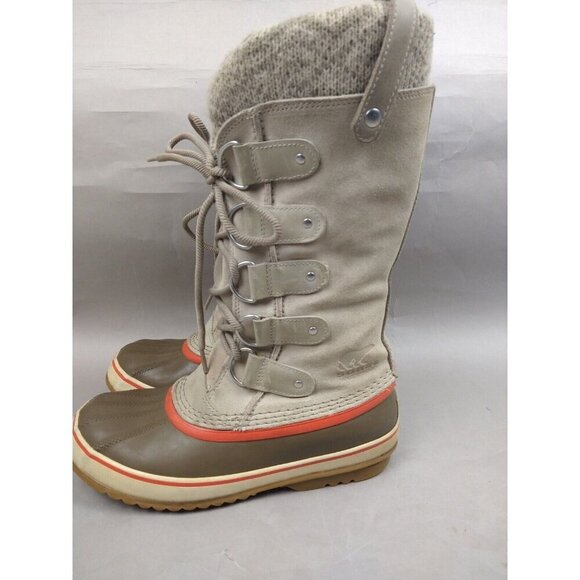 Sorel Boots Women's Size 8 Joan Of Arctic Winter Snow Tan Orange Leather - Picture 4 of 13